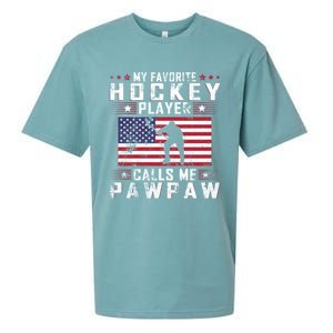 My Favorite Hockey Player Calls Me Pawpaw Father Day Gift Sueded Cloud Jersey T-Shirt