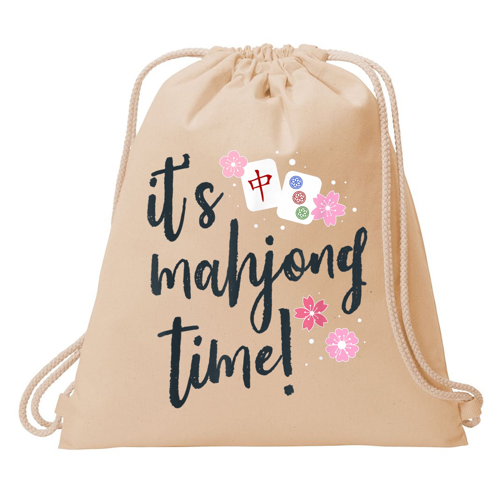 Mahjong For Her Mahjong Quote Drawstring Bag
