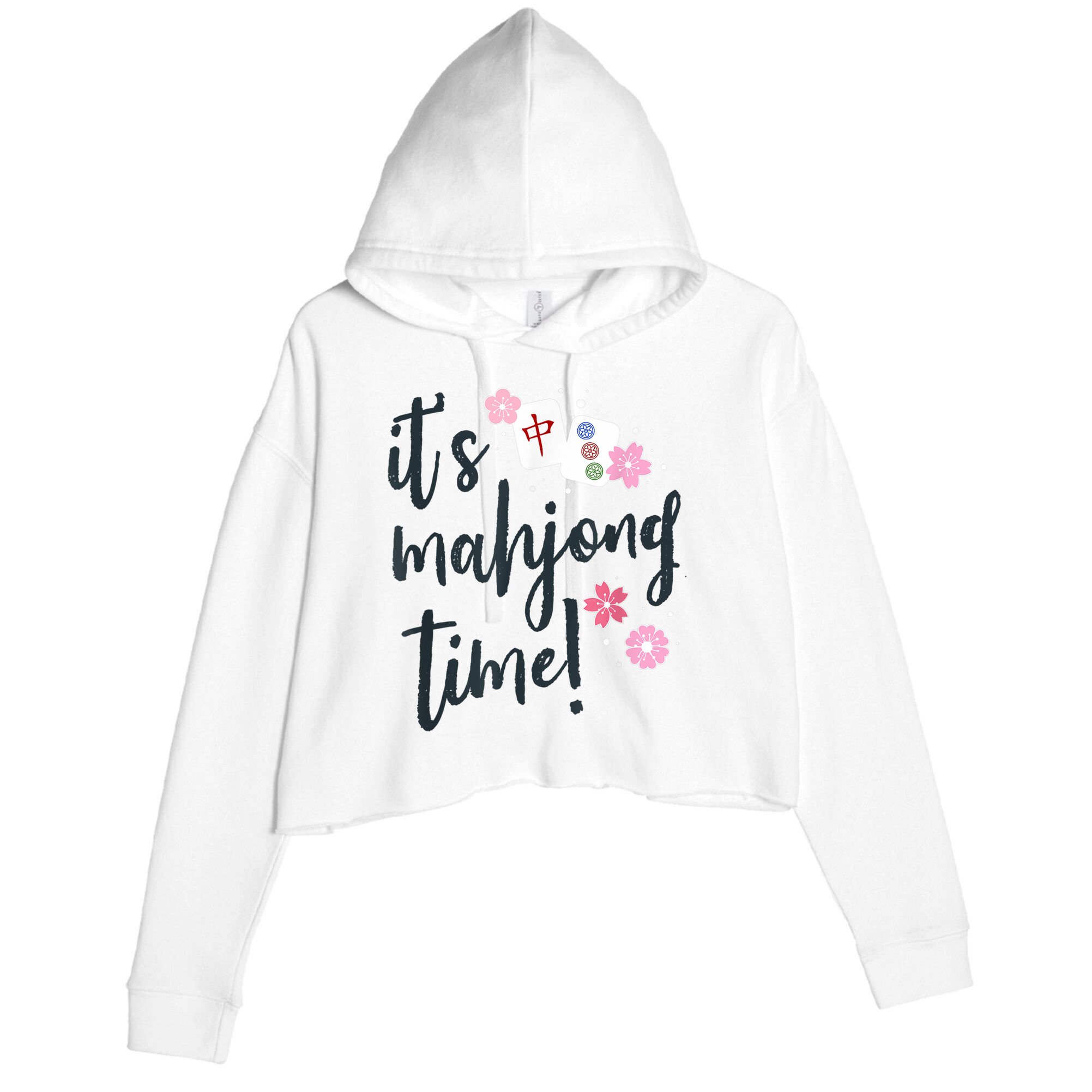 Mahjong For Her Mahjong Quote Crop Fleece Hoodie
