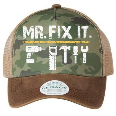 Mr Fix It . Funny Handyman Woodworking Legacy Tie Dye Trucker Hat