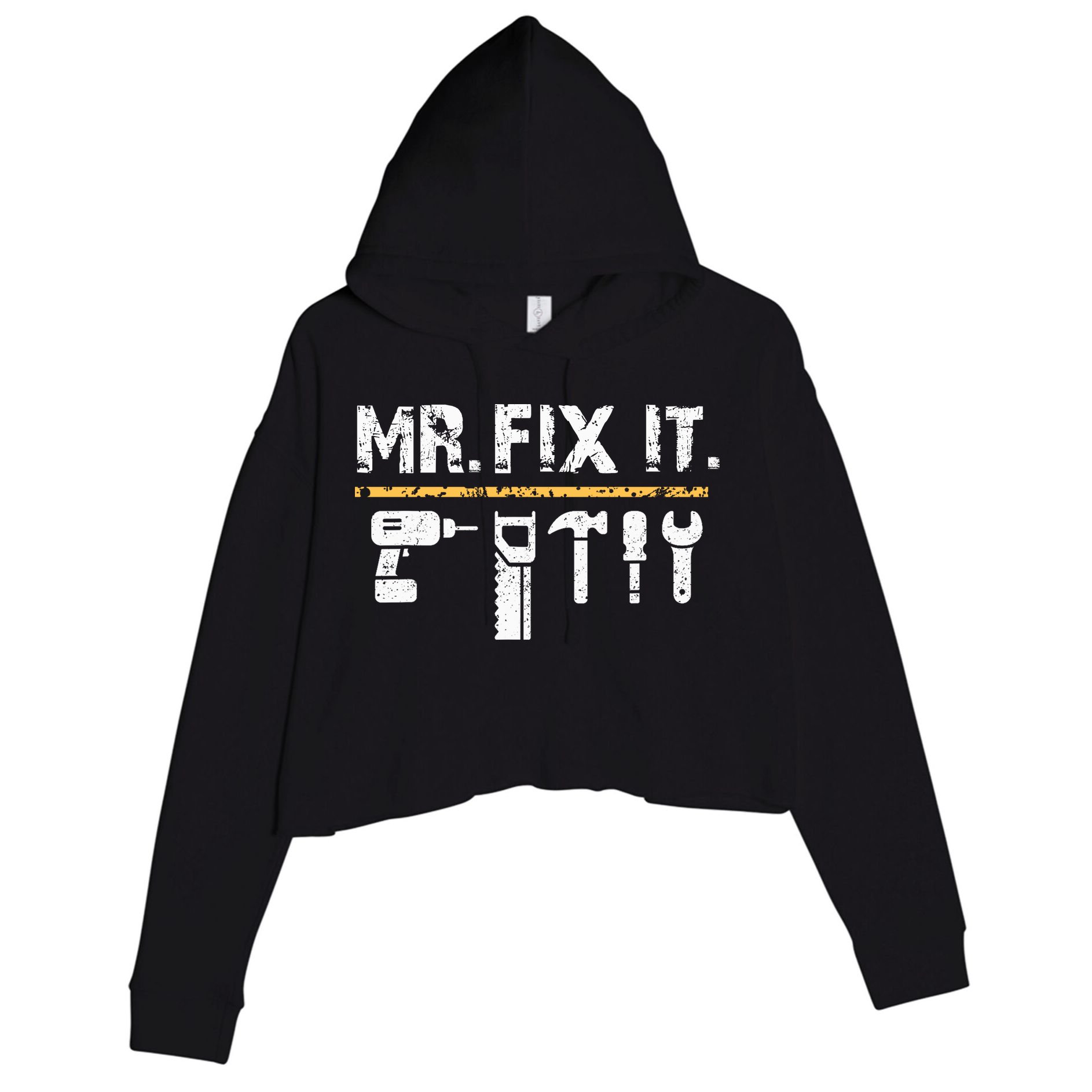 Mr Fix It . Funny Handyman Woodworking Crop Fleece Hoodie