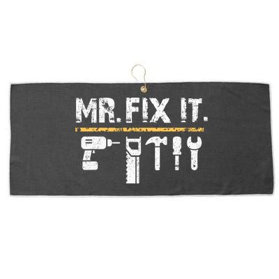 Mr Fix It . Funny Handyman Woodworking Large Microfiber Waffle Golf Towel