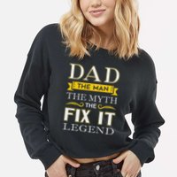 Mr Fix It Dad Fathers Day Handy Man Cropped Pullover Crew