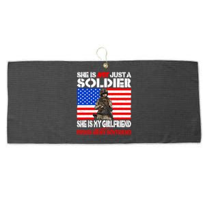 My Friend Is A Soldier Proud Army Friend Lover Gift Meaningful Gift Large Microfiber Waffle Golf Towel