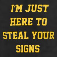 Michigan Football IM Just Here To Steal Your Signs 7 Panel Mesh Trucker Snapback Hat