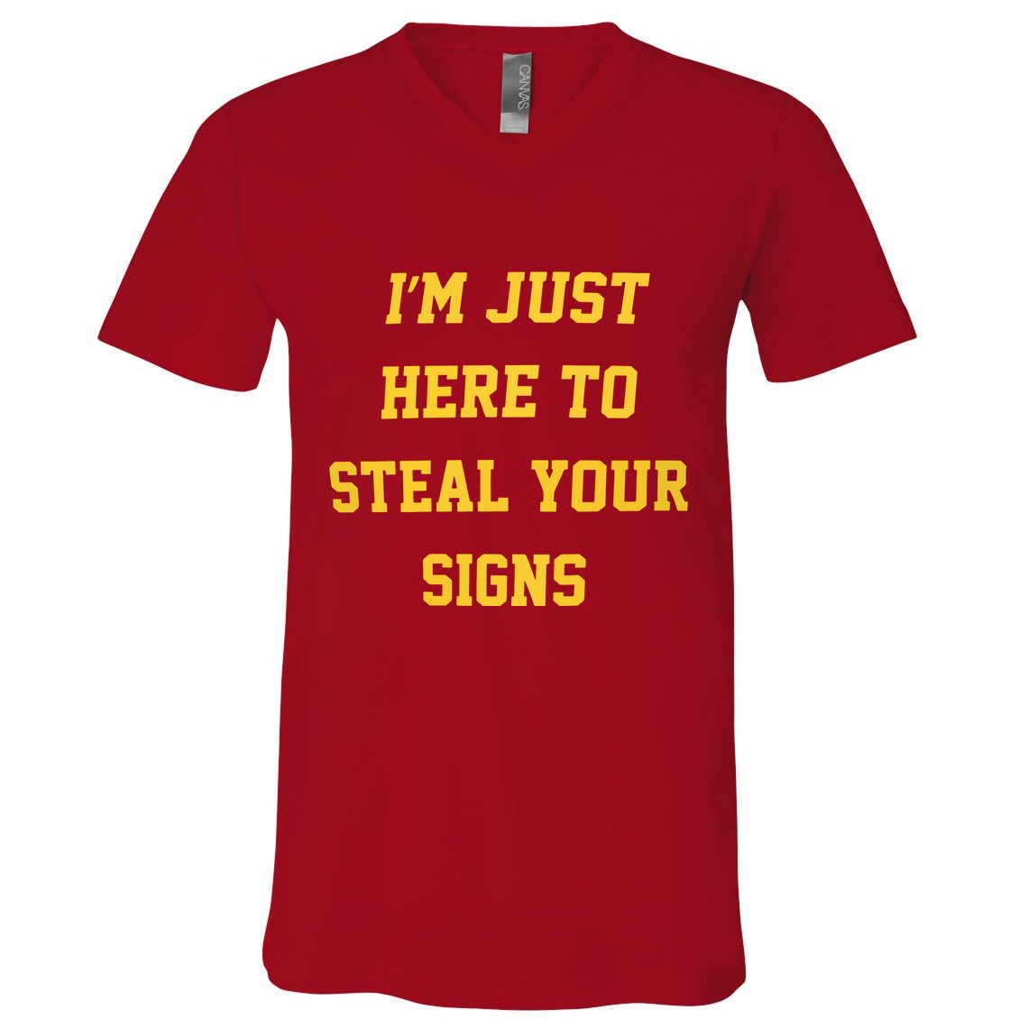 Michigan Football IM Just Here To Steal Your Signs V-Neck T-Shirt