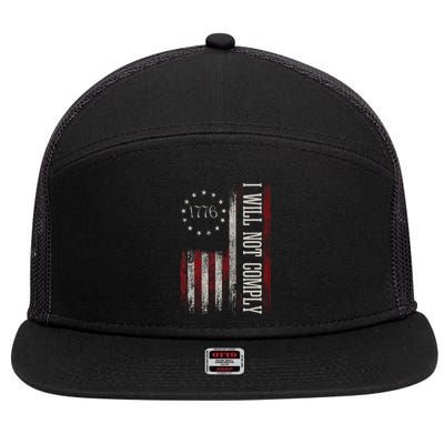 Medical Freedom I Will Not Comply No Mandates 7 Panel Mesh Trucker Snapback Hat