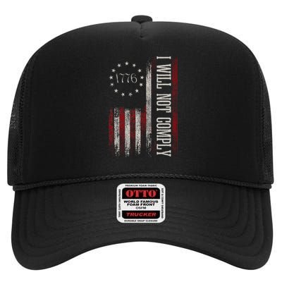 Medical Freedom I Will Not Comply No Mandates High Crown Mesh Back Trucker Hat