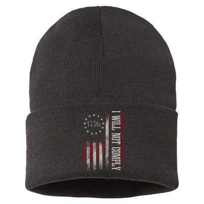 Medical Freedom I Will Not Comply No Mandates Sustainable Knit Beanie