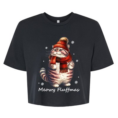 Meowy Fluffmas I Meowy Catmas Christmas Bella+Canvas Jersey Crop Tee