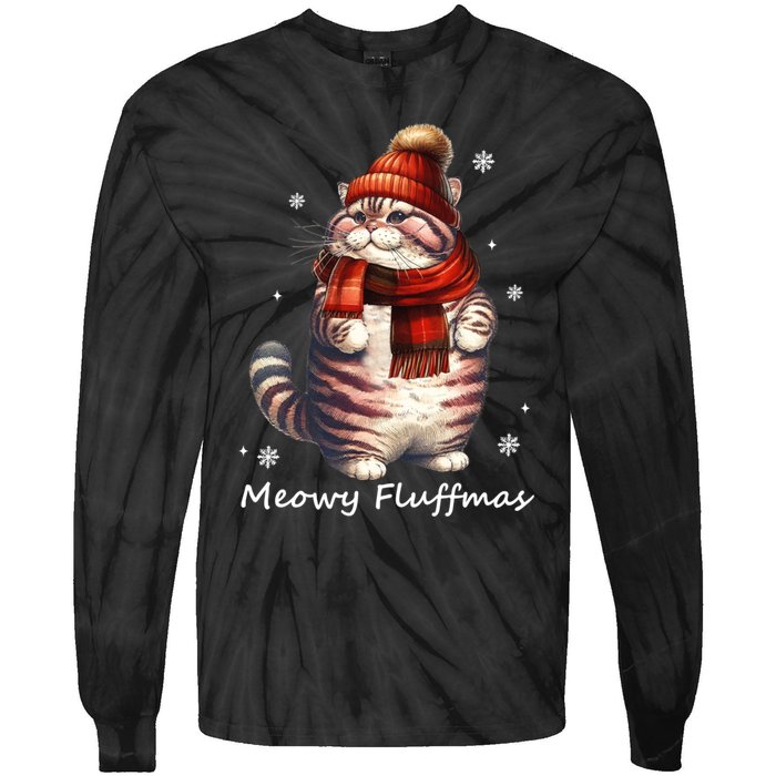 Meowy Fluffmas I Meowy Catmas Christmas Tie-Dye Long Sleeve Shirt