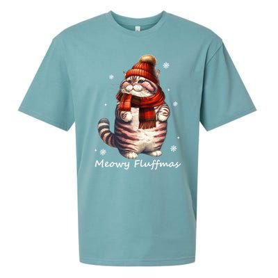 Meowy Fluffmas I Meowy Catmas Christmas Sueded Cloud Jersey T-Shirt