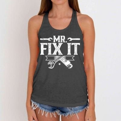 Mr Fix It Handy Repair Fixing Tinkerer Funny Gift Women's Knotted Racerback Tank