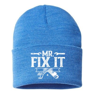 Mr Fix It Handy Repair Fixing Tinkerer Funny Gift Sustainable Knit Beanie