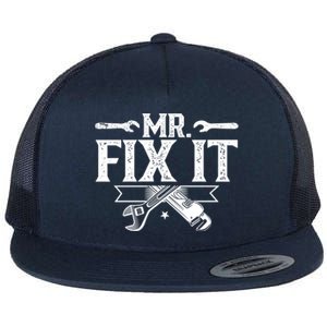 Mr Fix It Handy Repair Fixing Tinkerer Funny Gift Flat Bill Trucker Hat