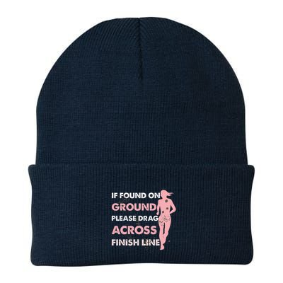 Muddy Fun If Found On Ground Please Drag Across Finish Line Knit Cap Winter Beanie