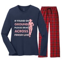 Muddy Fun If Found On Ground Please Drag Across Finish Line Women's Long Sleeve Flannel Pajama Set 