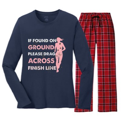 Muddy Fun If Found On Ground Please Drag Across Finish Line Women's Long Sleeve Flannel Pajama Set 