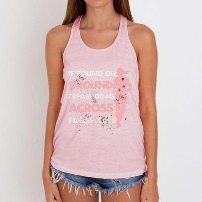 Muddy Fun If Found On Ground Please Drag Across Finish Line Women's Knotted Racerback Tank