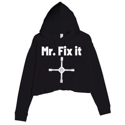 Mr Fix It Handy Dad Grandpa Gift Crop Fleece Hoodie