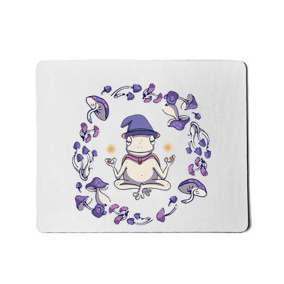 Magic Frog In Yoga Pose With Mushrooms Mousepad
