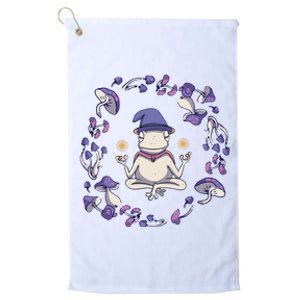 Magic Frog In Yoga Pose With Mushrooms Platinum Collection Golf Towel