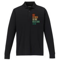 My Father is the Best Dad Ever Tee Retro Fathers day Daddy Performance Long Sleeve Polo