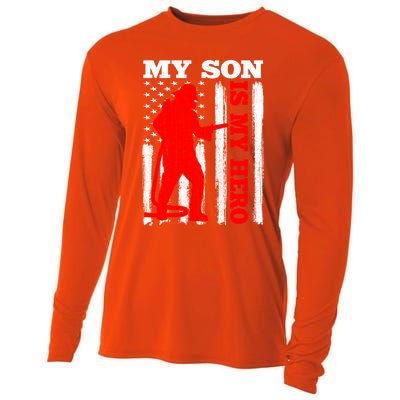 My Firefighter Is My Hero Usa Flag Firefighter Fire Son Meaningful Gift Cooling Performance Long Sleeve Crew