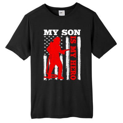 My Firefighter Is My Hero Usa Flag Firefighter Fire Son Meaningful Gift Tall Fusion ChromaSoft Performance T-Shirt