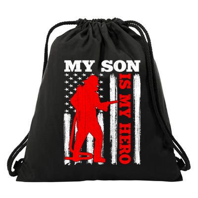 My Firefighter Is My Hero Usa Flag Firefighter Fire Son Meaningful Gift Drawstring Bag