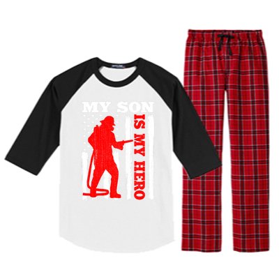 My Firefighter Is My Hero Usa Flag Firefighter Fire Son Meaningful Gift Raglan Sleeve Pajama Set