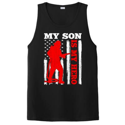 My Firefighter Is My Hero Usa Flag Firefighter Fire Son Meaningful Gift PosiCharge Competitor Tank