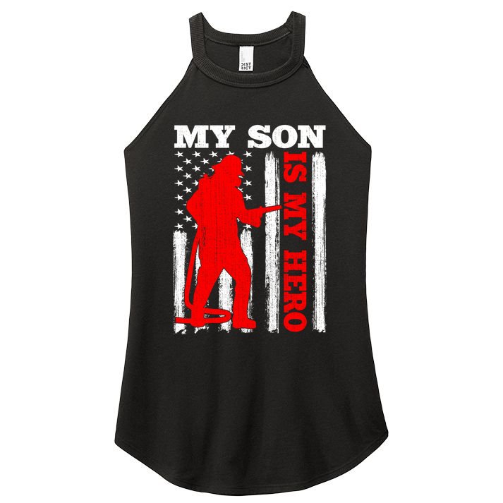 My Firefighter Is My Hero Usa Flag Firefighter Fire Son Meaningful Gift Women's Perfect Tri Rocker Tank