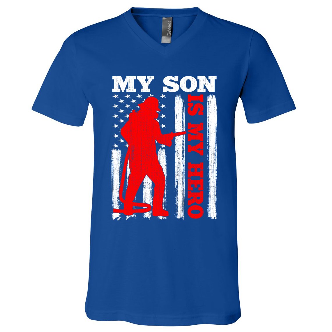 My Firefighter Is My Hero Usa Flag Firefighter Fire Son Meaningful Gift V-Neck T-Shirt