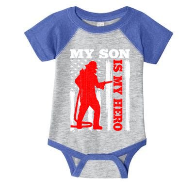 My Firefighter Is My Hero Usa Flag Firefighter Fire Son Meaningful Gift Infant Baby Jersey Bodysuit