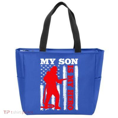 My Firefighter Is My Hero Usa Flag Firefighter Fire Son Meaningful Gift Zip Tote Bag
