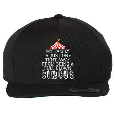 My Family Is Just One Tent Away From Circus Sarcastic Parent Cute Gift Wool Snapback Cap