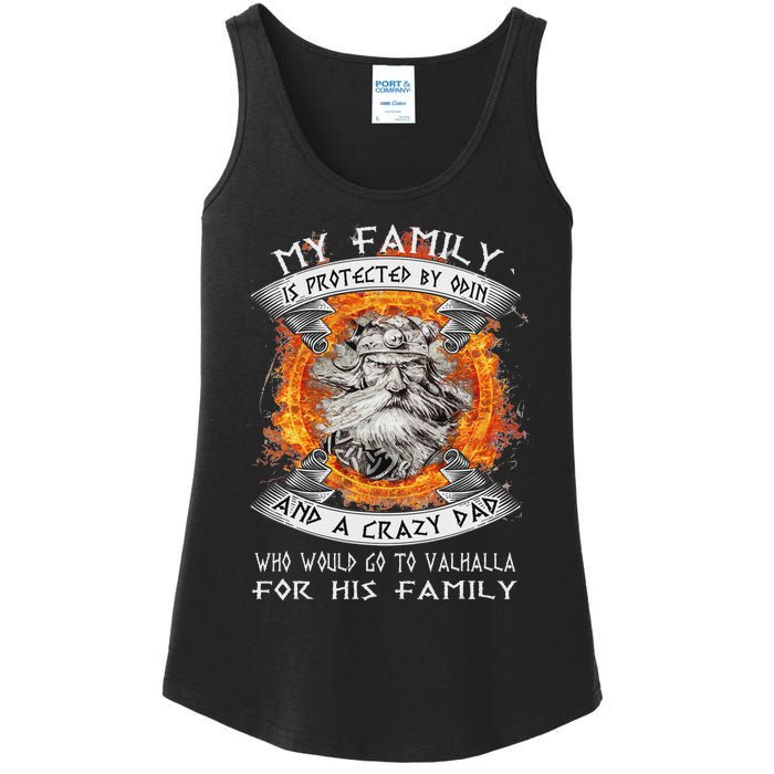 My Family Is Protected By Odin And A Crazy Dad Ladies Essential Tank