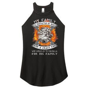 My Family Is Protected By Odin And A Crazy Dad Women's Perfect Tri Rocker Tank