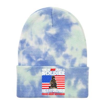 My Friend Is A Soldier Proud Army Friend Lover Gift Cool Gift Tie Dye 12in Knit Beanie