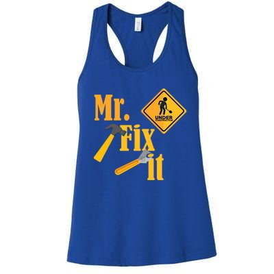 Mr Fix It Diy Handy Upcycling Repairing Workshop Fixing Gift Women's Racerback Tank