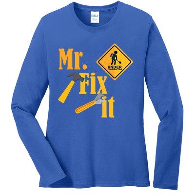 Mr Fix It Diy Handy Upcycling Repairing Workshop Fixing Gift Ladies Long Sleeve Shirt