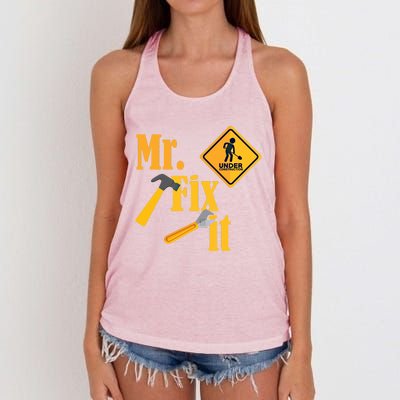 Mr Fix It Diy Handy Upcycling Repairing Workshop Fixing Gift Women's Knotted Racerback Tank