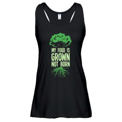 My Food Is Grown Not Born Veganism Vegan Vegetarian Food Ladies Essential Flowy Tank