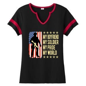 My Friend Is A Soldier Hero Proud Army Friend Funny Gift Ladies Halftime Notch Neck Tee