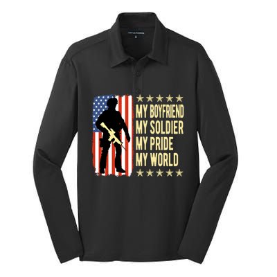 My Friend Is A Soldier Hero Proud Army Friend Funny Gift Silk Touch Performance Long Sleeve Polo