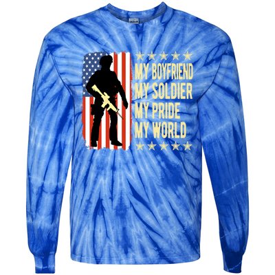 My Friend Is A Soldier Hero Proud Army Friend Funny Gift Tie-Dye Long Sleeve Shirt