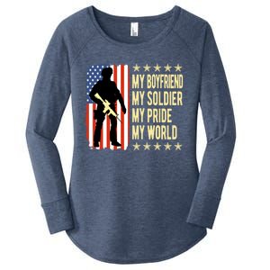 My Friend Is A Soldier Hero Proud Army Friend Funny Gift Women's Perfect Tri Tunic Long Sleeve Shirt