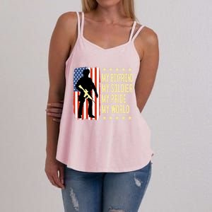 My Friend Is A Soldier Hero Proud Army Friend Funny Gift Women's Strappy Tank