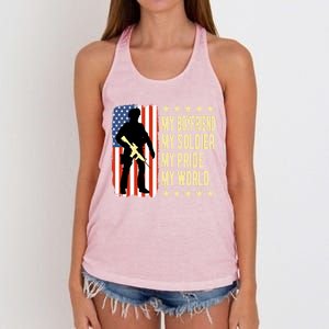 My Friend Is A Soldier Hero Proud Army Friend Funny Gift Women's Knotted Racerback Tank